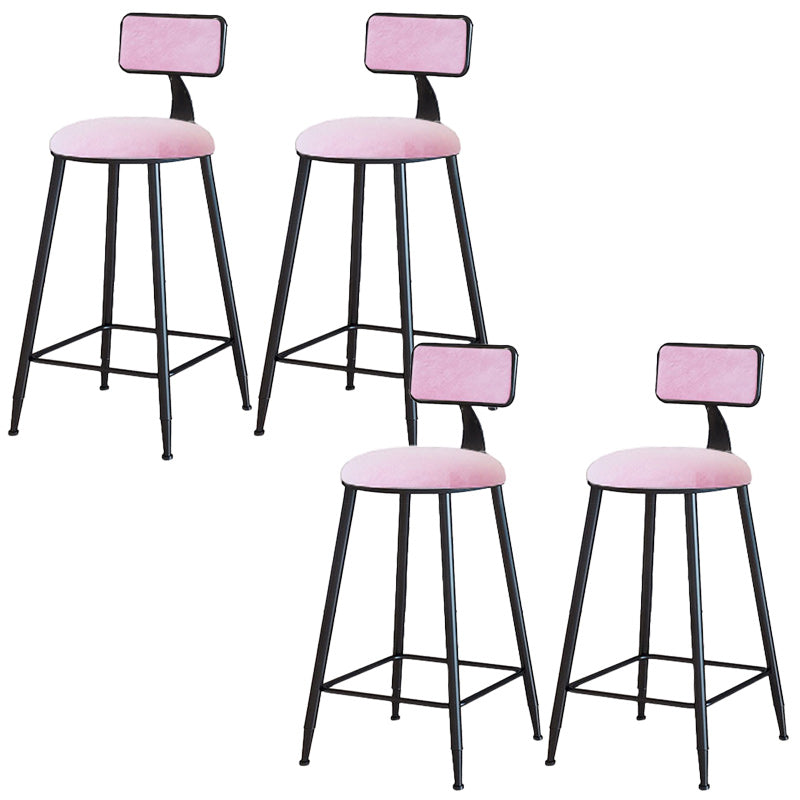 Modern Armless Backrest Counter Stool Iron Dining Room Bar Stool with Cushion Pink 4 Piece Set Counter Stool(26"H) Clearhalo 'Bar Furniture' 'Bar Stools' 'bar_stools' 'furn' 'furn_bar_stools' 'Furniture' 'Kitchen & Dining Furniture' 5464519
