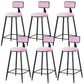 Modern Armless Backrest Counter Stool Iron Dining Room Bar Stool with Cushion Pink 6 Piece Set Counter Stool(26"H) Clearhalo 'Bar Furniture' 'Bar Stools' 'bar_stools' 'furn' 'furn_bar_stools' 'Furniture' 'Kitchen & Dining Furniture' 5464520