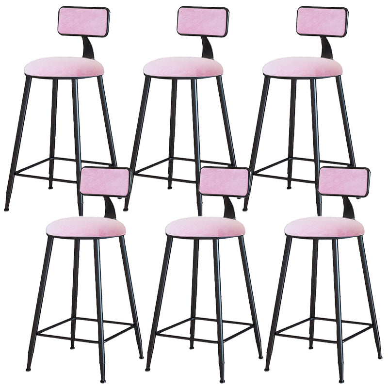 Modern Armless Backrest Counter Stool Iron Dining Room Bar Stool with Cushion Pink 6 Piece Set Counter Stool(26"H) Clearhalo 'Bar Furniture' 'Bar Stools' 'bar_stools' 'furn' 'furn_bar_stools' 'Furniture' 'Kitchen & Dining Furniture' 5464520
