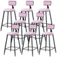 Modern Armless Backrest Counter Stool Iron Dining Room Bar Stool with Cushion Pink 8 Piece Set Counter Stool(26"H) Clearhalo 'Bar Furniture' 'Bar Stools' 'bar_stools' 'furn' 'furn_bar_stools' 'Furniture' 'Kitchen & Dining Furniture' 5464521