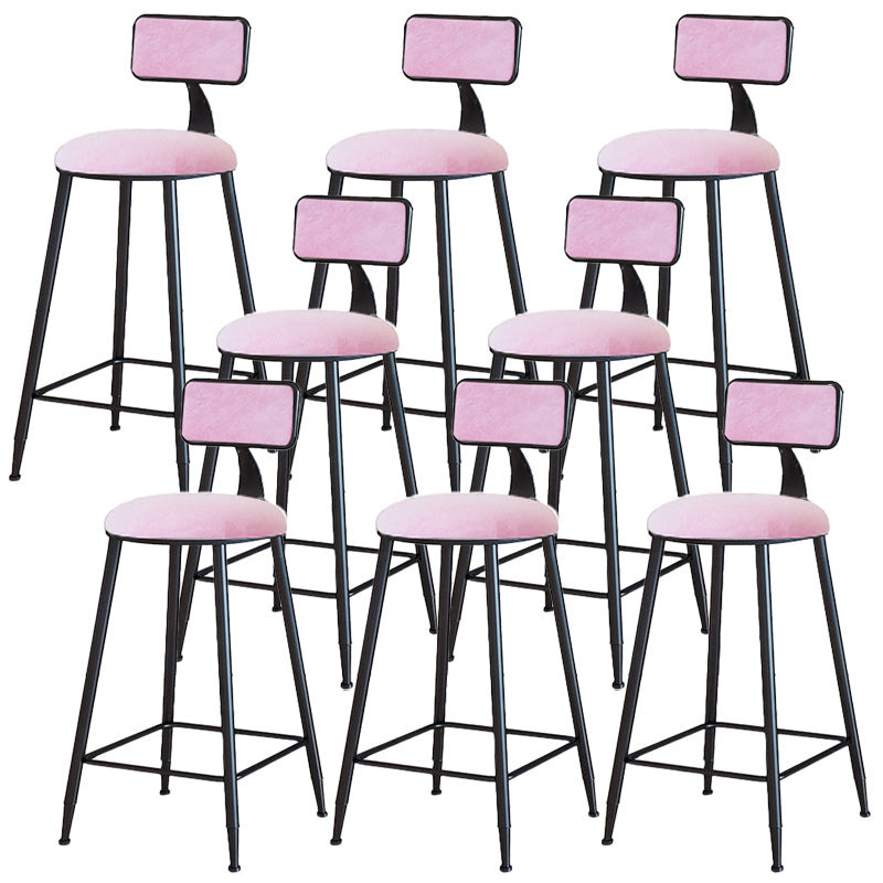 Modern Armless Backrest Counter Stool Iron Dining Room Bar Stool with Cushion Pink 8 Piece Set Counter Stool(26"H) Clearhalo 'Bar Furniture' 'Bar Stools' 'bar_stools' 'furn' 'furn_bar_stools' 'Furniture' 'Kitchen & Dining Furniture' 5464521