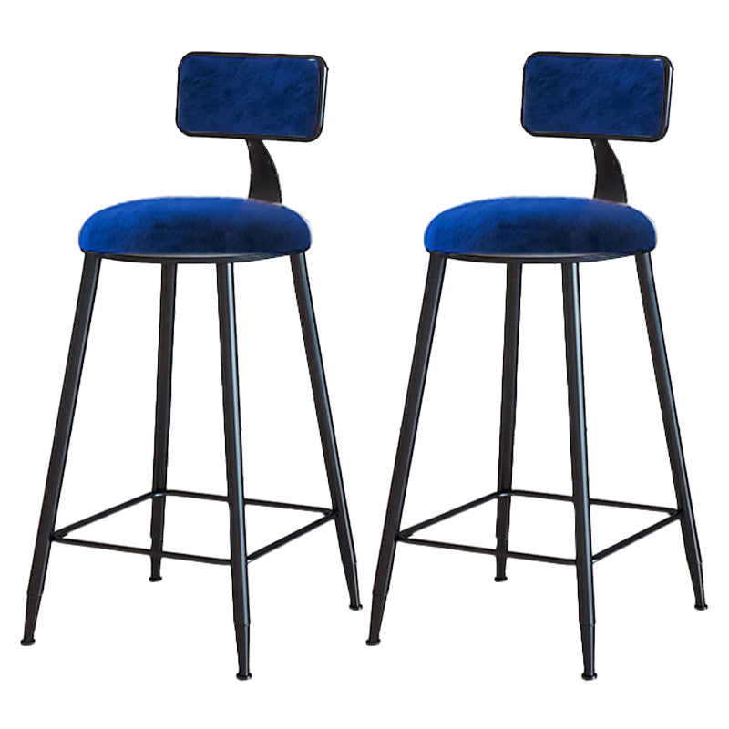 Modern Armless Backrest Counter Stool Iron Dining Room Bar Stool with Cushion Blue 2 Piece Set Counter Stool(26"H) Clearhalo 'Bar Furniture' 'Bar Stools' 'bar_stools' 'furn' 'furn_bar_stools' 'Furniture' 'Kitchen & Dining Furniture' 5464522
