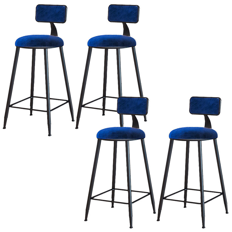Modern Armless Backrest Counter Stool Iron Dining Room Bar Stool with Cushion Blue 4 Piece Set Counter Stool(26"H) Clearhalo 'Bar Furniture' 'Bar Stools' 'bar_stools' 'furn' 'furn_bar_stools' 'Furniture' 'Kitchen & Dining Furniture' 5464523