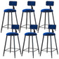 Modern Armless Backrest Counter Stool Iron Dining Room Bar Stool with Cushion Blue 6 Piece Set Counter Stool(26"H) Clearhalo 'Bar Furniture' 'Bar Stools' 'bar_stools' 'furn' 'furn_bar_stools' 'Furniture' 'Kitchen & Dining Furniture' 5464524