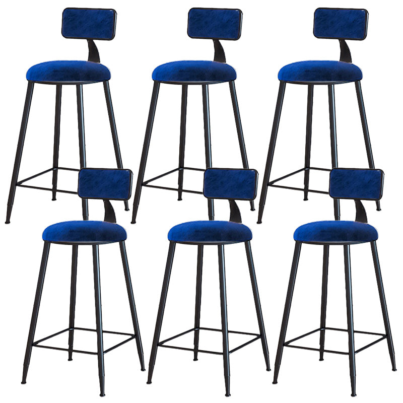 Modern Armless Backrest Counter Stool Iron Dining Room Bar Stool with Cushion Blue 6 Piece Set Counter Stool(26"H) Clearhalo 'Bar Furniture' 'Bar Stools' 'bar_stools' 'furn' 'furn_bar_stools' 'Furniture' 'Kitchen & Dining Furniture' 5464524