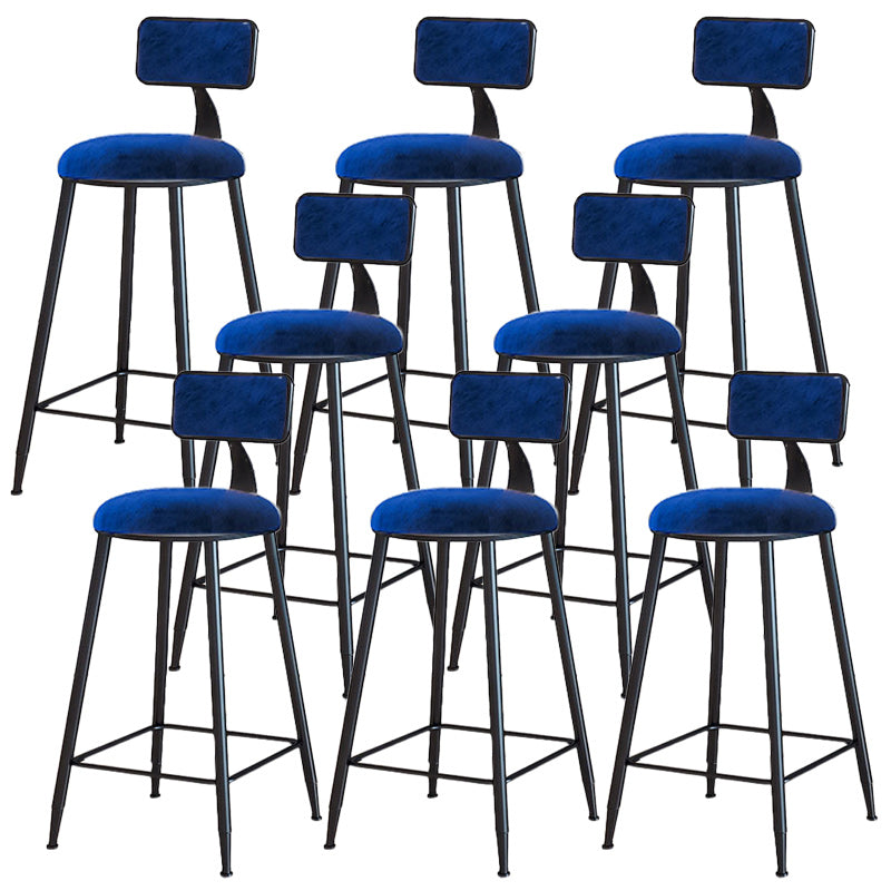 Modern Armless Backrest Counter Stool Iron Dining Room Bar Stool with Cushion Blue 8 Piece Set Counter Stool(26"H) Clearhalo 'Bar Furniture' 'Bar Stools' 'bar_stools' 'furn' 'furn_bar_stools' 'Furniture' 'Kitchen & Dining Furniture' 5464525