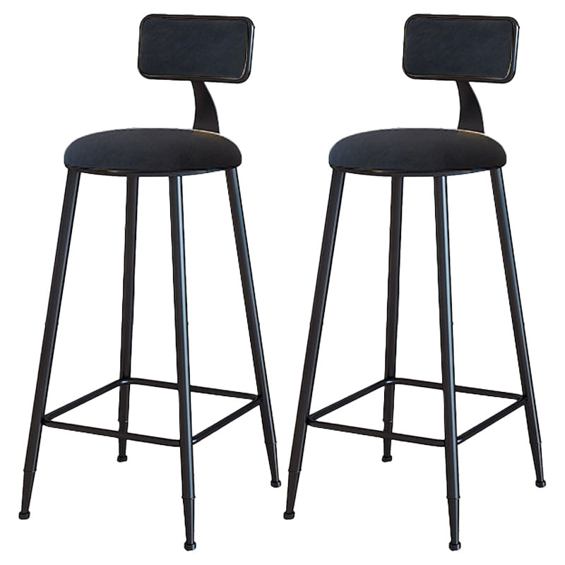 Modern Armless Backrest Counter Stool Iron Dining Room Bar Stool with Cushion Black 2 Piece Set Bar Stool(30"H) Clearhalo 'Bar Furniture' 'Bar Stools' 'bar_stools' 'furn' 'furn_bar_stools' 'Furniture' 'Kitchen & Dining Furniture' 5464526