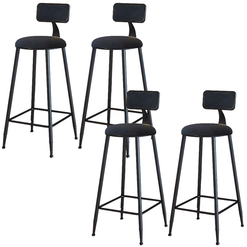 Modern Armless Backrest Counter Stool Iron Dining Room Bar Stool with Cushion Black 4 Piece Set Bar Stool(30"H) Clearhalo 'Bar Furniture' 'Bar Stools' 'bar_stools' 'furn' 'furn_bar_stools' 'Furniture' 'Kitchen & Dining Furniture' 5464527