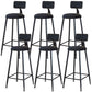 Modern Armless Backrest Counter Stool Iron Dining Room Bar Stool with Cushion Black 6 Piece Set Bar Stool(30"H) Clearhalo 'Bar Furniture' 'Bar Stools' 'bar_stools' 'furn' 'furn_bar_stools' 'Furniture' 'Kitchen & Dining Furniture' 5464528