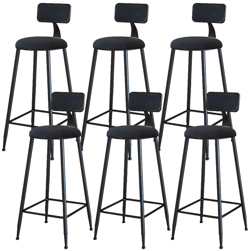 Modern Armless Backrest Counter Stool Iron Dining Room Bar Stool with Cushion Black 6 Piece Set Bar Stool(30"H) Clearhalo 'Bar Furniture' 'Bar Stools' 'bar_stools' 'furn' 'furn_bar_stools' 'Furniture' 'Kitchen & Dining Furniture' 5464528