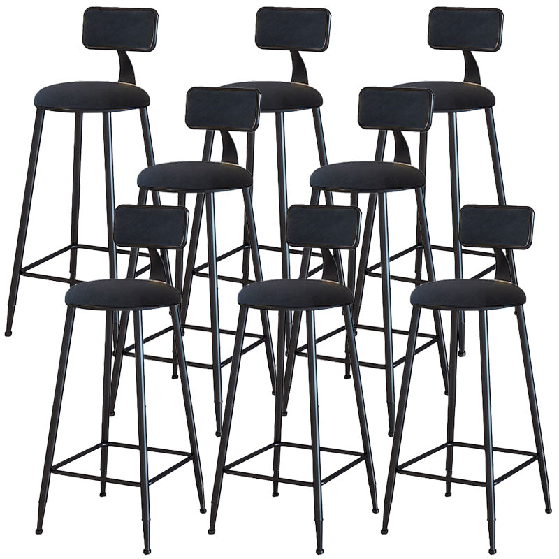 Modern Armless Backrest Counter Stool Iron Dining Room Bar Stool with Cushion Black 8 Piece Set Bar Stool(30"H) Clearhalo 'Bar Furniture' 'Bar Stools' 'bar_stools' 'furn' 'furn_bar_stools' 'Furniture' 'Kitchen & Dining Furniture' 5464529