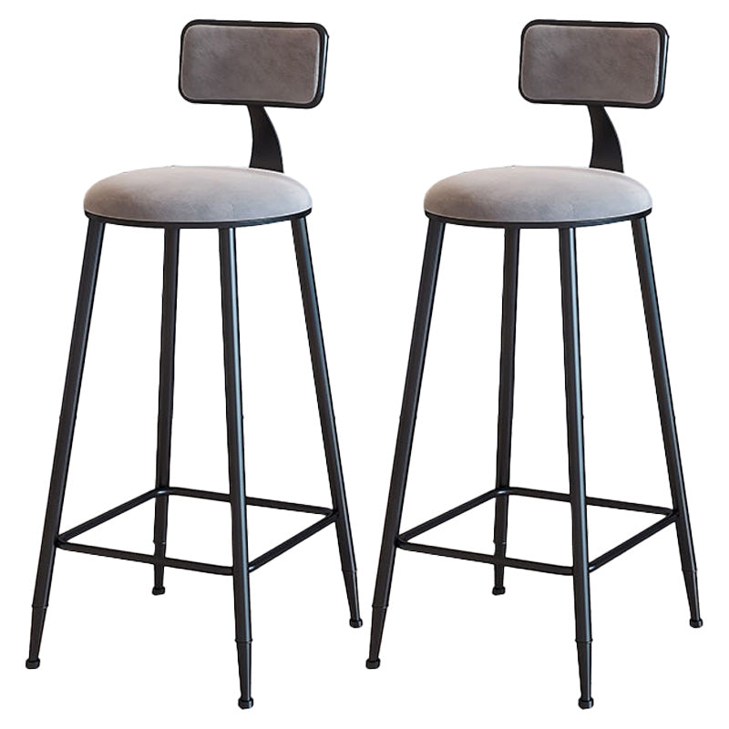 Modern Armless Backrest Counter Stool Iron Dining Room Bar Stool with Cushion Gray 2 Piece Set Bar Stool(30"H) Clearhalo 'Bar Furniture' 'Bar Stools' 'bar_stools' 'furn' 'furn_bar_stools' 'Furniture' 'Kitchen & Dining Furniture' 5464530