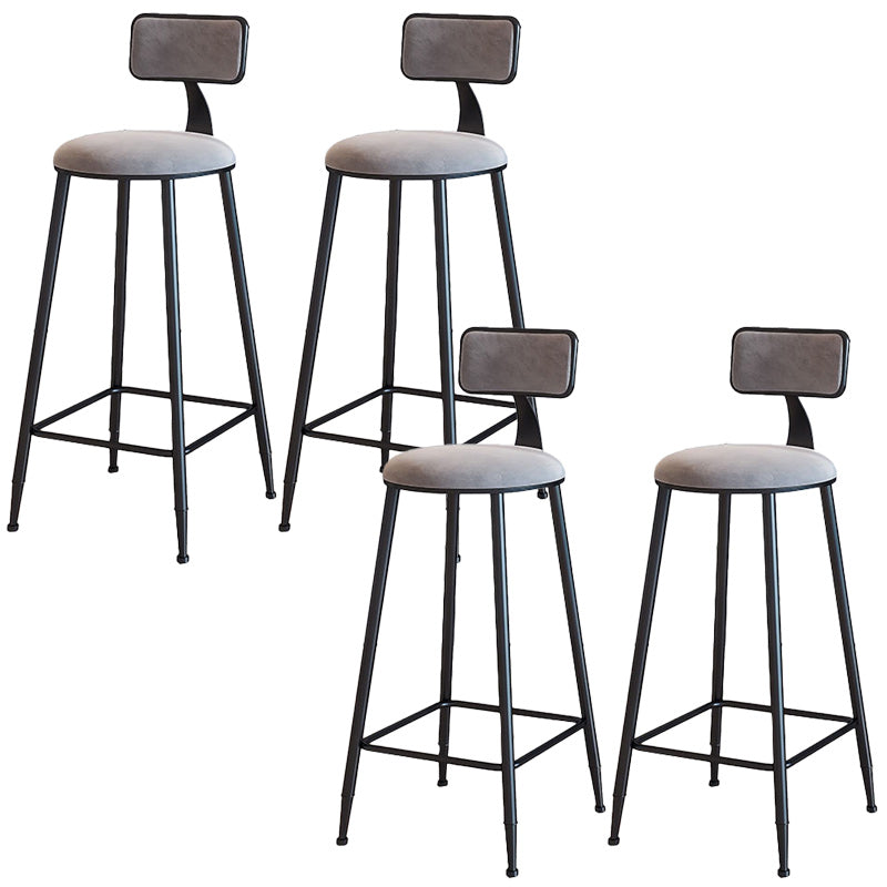 Modern Armless Backrest Counter Stool Iron Dining Room Bar Stool with Cushion Gray 4 Piece Set Bar Stool(30"H) Clearhalo 'Bar Furniture' 'Bar Stools' 'bar_stools' 'furn' 'furn_bar_stools' 'Furniture' 'Kitchen & Dining Furniture' 5464531