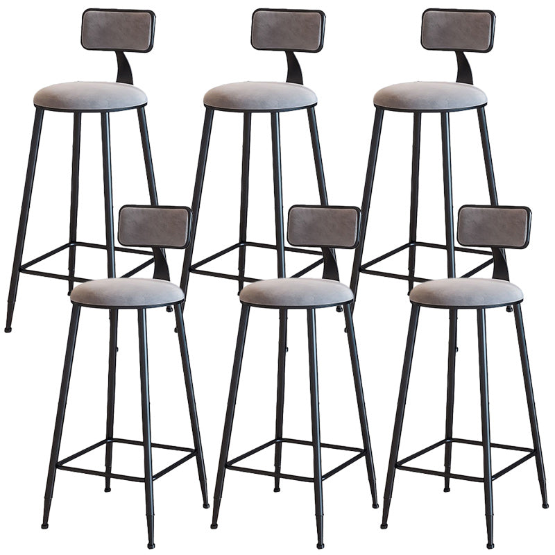 Modern Armless Backrest Counter Stool Iron Dining Room Bar Stool with Cushion Gray 6 Piece Set Bar Stool(30"H) Clearhalo 'Bar Furniture' 'Bar Stools' 'bar_stools' 'furn' 'furn_bar_stools' 'Furniture' 'Kitchen & Dining Furniture' 5464532