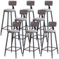 Modern Armless Backrest Counter Stool Iron Dining Room Bar Stool with Cushion Gray 8 Piece Set Bar Stool(30"H) Clearhalo 'Bar Furniture' 'Bar Stools' 'bar_stools' 'furn' 'furn_bar_stools' 'Furniture' 'Kitchen & Dining Furniture' 5464533