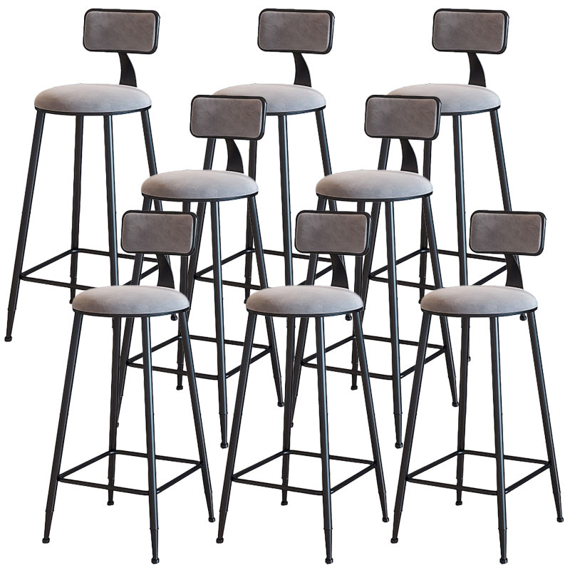 Modern Armless Backrest Counter Stool Iron Dining Room Bar Stool with Cushion Gray 8 Piece Set Bar Stool(30"H) Clearhalo 'Bar Furniture' 'Bar Stools' 'bar_stools' 'furn' 'furn_bar_stools' 'Furniture' 'Kitchen & Dining Furniture' 5464533