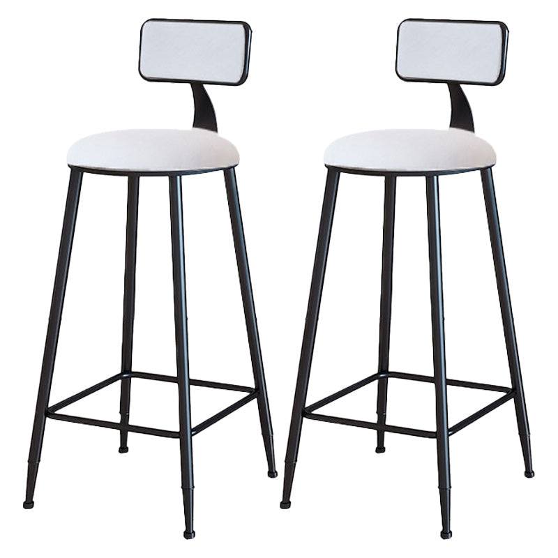 Modern Armless Backrest Counter Stool Iron Dining Room Bar Stool with Cushion White 2 Piece Set Bar Stool(30"H) Clearhalo 'Bar Furniture' 'Bar Stools' 'bar_stools' 'furn' 'furn_bar_stools' 'Furniture' 'Kitchen & Dining Furniture' 5464534