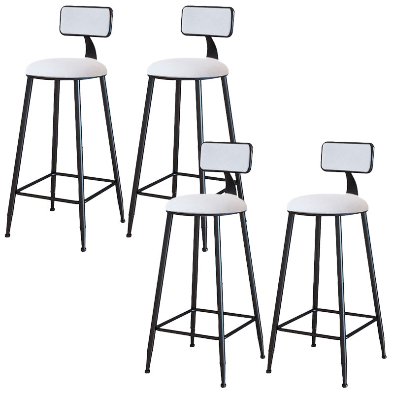Modern Armless Backrest Counter Stool Iron Dining Room Bar Stool with Cushion White 4 Piece Set Bar Stool(30"H) Clearhalo 'Bar Furniture' 'Bar Stools' 'bar_stools' 'furn' 'furn_bar_stools' 'Furniture' 'Kitchen & Dining Furniture' 5464535