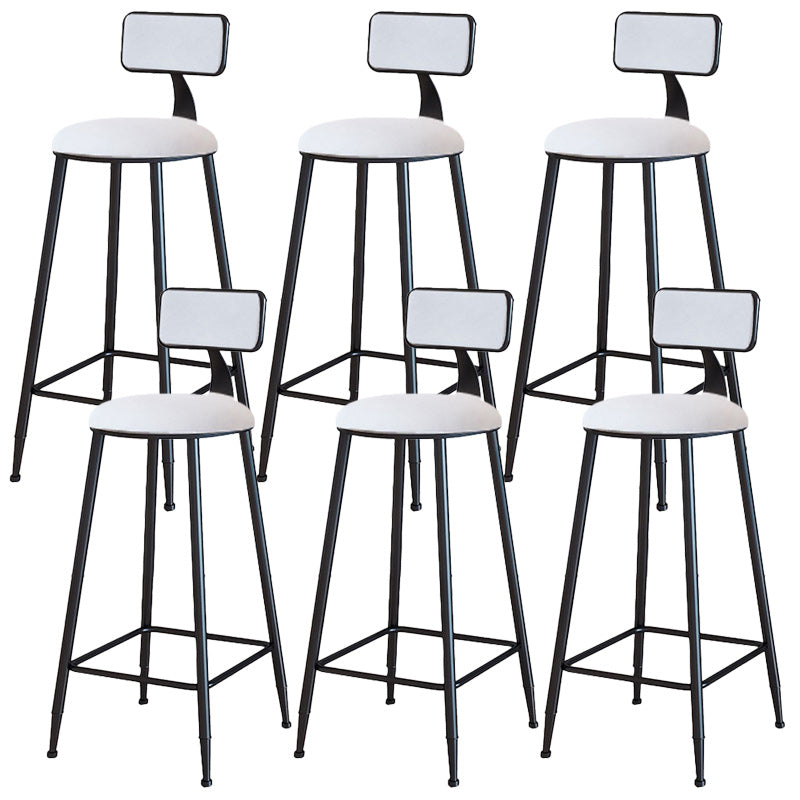 Modern Armless Backrest Counter Stool Iron Dining Room Bar Stool with Cushion White 6 Piece Set Bar Stool(30"H) Clearhalo 'Bar Furniture' 'Bar Stools' 'bar_stools' 'furn' 'furn_bar_stools' 'Furniture' 'Kitchen & Dining Furniture' 5464536