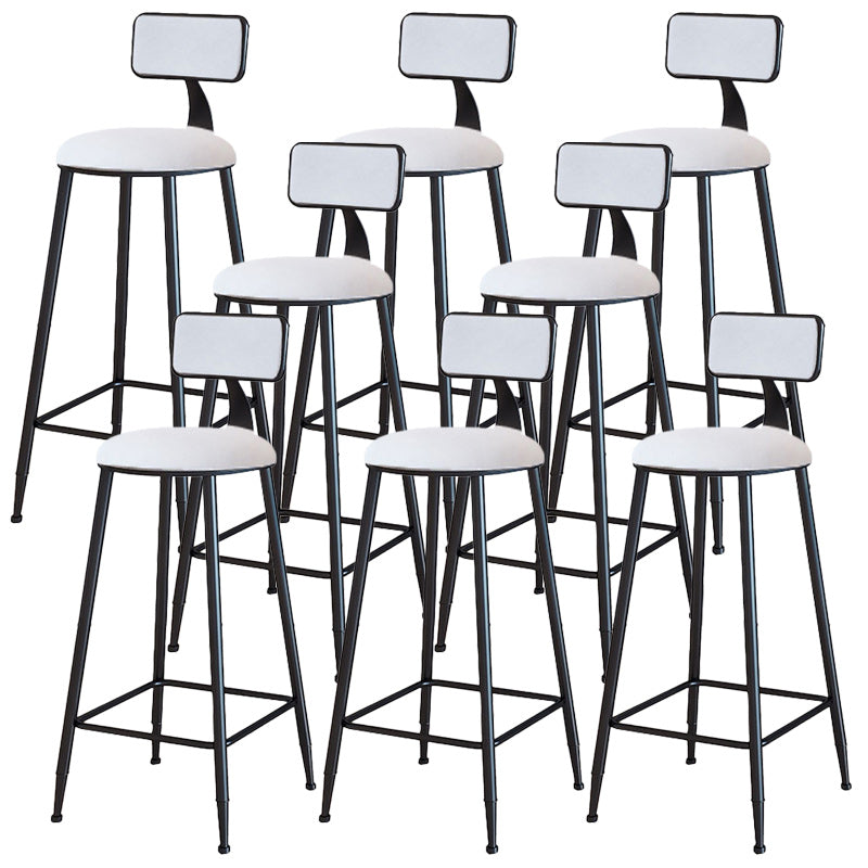 Modern Armless Backrest Counter Stool Iron Dining Room Bar Stool with Cushion White 8 Piece Set Bar Stool(30"H) Clearhalo 'Bar Furniture' 'Bar Stools' 'bar_stools' 'furn' 'furn_bar_stools' 'Furniture' 'Kitchen & Dining Furniture' 5464537