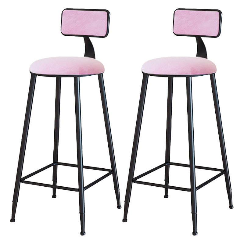 Modern Armless Backrest Counter Stool Iron Dining Room Bar Stool with Cushion Pink 2 Piece Set Bar Stool(30"H) Clearhalo 'Bar Furniture' 'Bar Stools' 'bar_stools' 'furn' 'furn_bar_stools' 'Furniture' 'Kitchen & Dining Furniture' 5464538