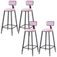 Modern Armless Backrest Counter Stool Iron Dining Room Bar Stool with Cushion Pink 4 Piece Set Bar Stool(30"H) Clearhalo 'Bar Furniture' 'Bar Stools' 'bar_stools' 'furn' 'furn_bar_stools' 'Furniture' 'Kitchen & Dining Furniture' 5464539