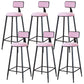 Modern Armless Backrest Counter Stool Iron Dining Room Bar Stool with Cushion Pink 6 Piece Set Bar Stool(30"H) Clearhalo 'Bar Furniture' 'Bar Stools' 'bar_stools' 'furn' 'furn_bar_stools' 'Furniture' 'Kitchen & Dining Furniture' 5464540