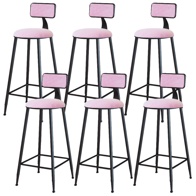 Modern Armless Backrest Counter Stool Iron Dining Room Bar Stool with Cushion Pink 6 Piece Set Bar Stool(30"H) Clearhalo 'Bar Furniture' 'Bar Stools' 'bar_stools' 'furn' 'furn_bar_stools' 'Furniture' 'Kitchen & Dining Furniture' 5464540