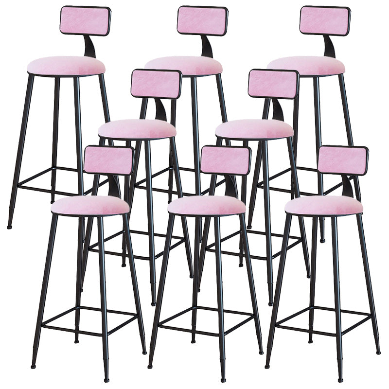 Modern Armless Backrest Counter Stool Iron Dining Room Bar Stool with Cushion Pink 8 Piece Set Bar Stool(30"H) Clearhalo 'Bar Furniture' 'Bar Stools' 'bar_stools' 'furn' 'furn_bar_stools' 'Furniture' 'Kitchen & Dining Furniture' 5464541
