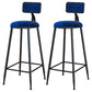 Modern Armless Backrest Counter Stool Iron Dining Room Bar Stool with Cushion Blue 2 Piece Set Bar Stool(30"H) Clearhalo 'Bar Furniture' 'Bar Stools' 'bar_stools' 'furn' 'furn_bar_stools' 'Furniture' 'Kitchen & Dining Furniture' 5464542