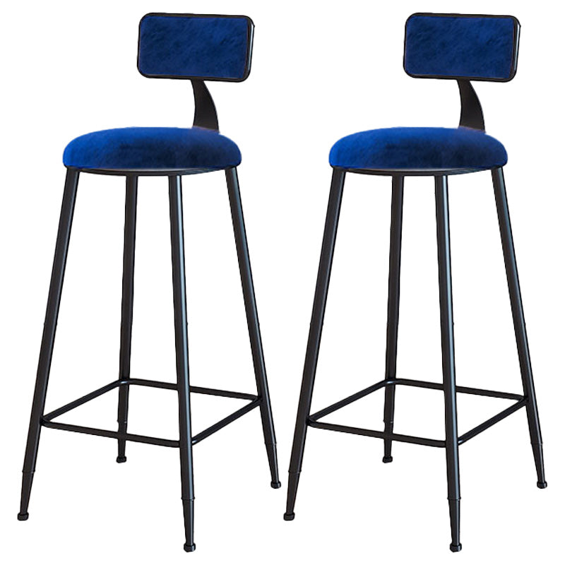Modern Armless Backrest Counter Stool Iron Dining Room Bar Stool with Cushion Blue 2 Piece Set Bar Stool(30"H) Clearhalo 'Bar Furniture' 'Bar Stools' 'bar_stools' 'furn' 'furn_bar_stools' 'Furniture' 'Kitchen & Dining Furniture' 5464542
