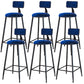 Modern Armless Backrest Counter Stool Iron Dining Room Bar Stool with Cushion Blue Bar Stool(30"H) Clearhalo 'Bar Furniture' 'Bar Stools' 'bar_stools' 'furn' 'furn_bar_stools' 'Furniture' 'Kitchen & Dining Furniture' 5464544