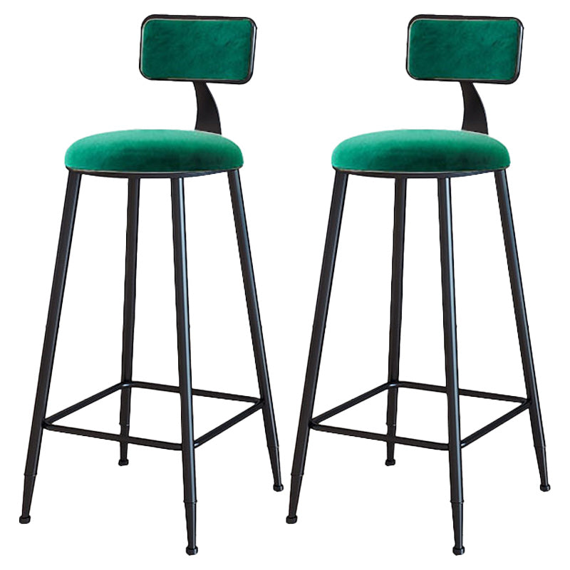 Modern Armless Backrest Counter Stool Iron Dining Room Bar Stool with Cushion Green 2 Piece Set Bar Stool(30"H) Clearhalo 'Bar Furniture' 'Bar Stools' 'bar_stools' 'furn' 'furn_bar_stools' 'Furniture' 'Kitchen & Dining Furniture' 5464545