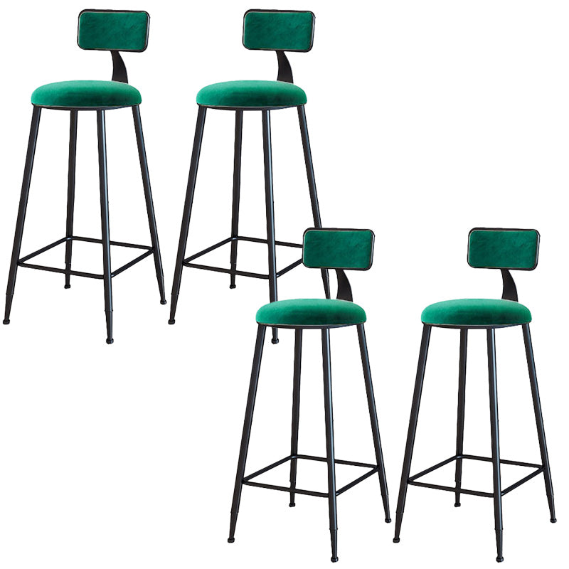 Modern Armless Backrest Counter Stool Iron Dining Room Bar Stool with Cushion Green 4 Piece Set Bar Stool(30"H) Clearhalo 'Bar Furniture' 'Bar Stools' 'bar_stools' 'furn' 'furn_bar_stools' 'Furniture' 'Kitchen & Dining Furniture' 5464546