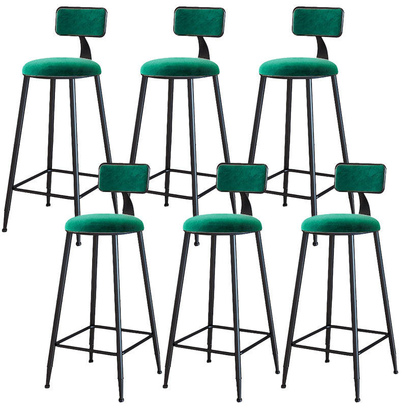 Modern Armless Backrest Counter Stool Iron Dining Room Bar Stool with Cushion Green 6 Piece Set Bar Stool(30"H) Clearhalo 'Bar Furniture' 'Bar Stools' 'bar_stools' 'furn' 'furn_bar_stools' 'Furniture' 'Kitchen & Dining Furniture' 5464547