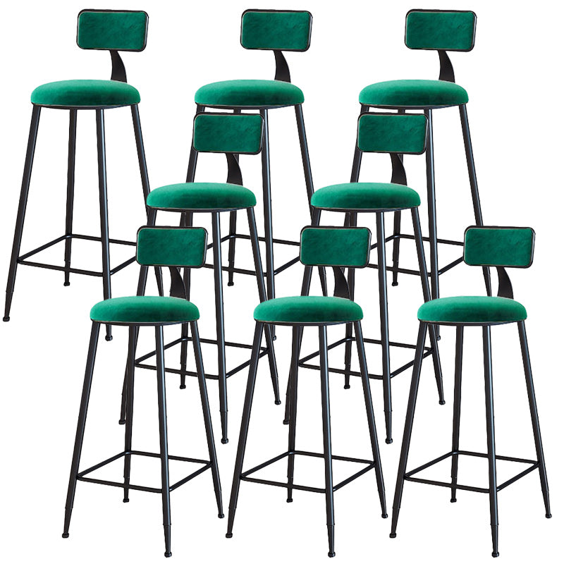 Modern Armless Backrest Counter Stool Iron Dining Room Bar Stool with Cushion Green 8 Piece Set Bar Stool(30"H) Clearhalo 'Bar Furniture' 'Bar Stools' 'bar_stools' 'furn' 'furn_bar_stools' 'Furniture' 'Kitchen & Dining Furniture' 5464548