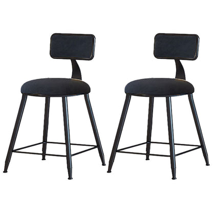 Modern Armless Backrest Counter Stool Iron Dining Room Bar Stool with Cushion Black 2 Piece Set Short Stool(18"H) Clearhalo 'Bar Furniture' 'Bar Stools' 'bar_stools' 'furn' 'furn_bar_stools' 'Furniture' 'Kitchen & Dining Furniture' 5464549
