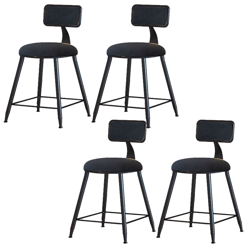 Modern Armless Backrest Counter Stool Iron Dining Room Bar Stool with Cushion Black 4 Piece Set Short Stool(18"H) Clearhalo 'Bar Furniture' 'Bar Stools' 'bar_stools' 'furn' 'furn_bar_stools' 'Furniture' 'Kitchen & Dining Furniture' 5464550