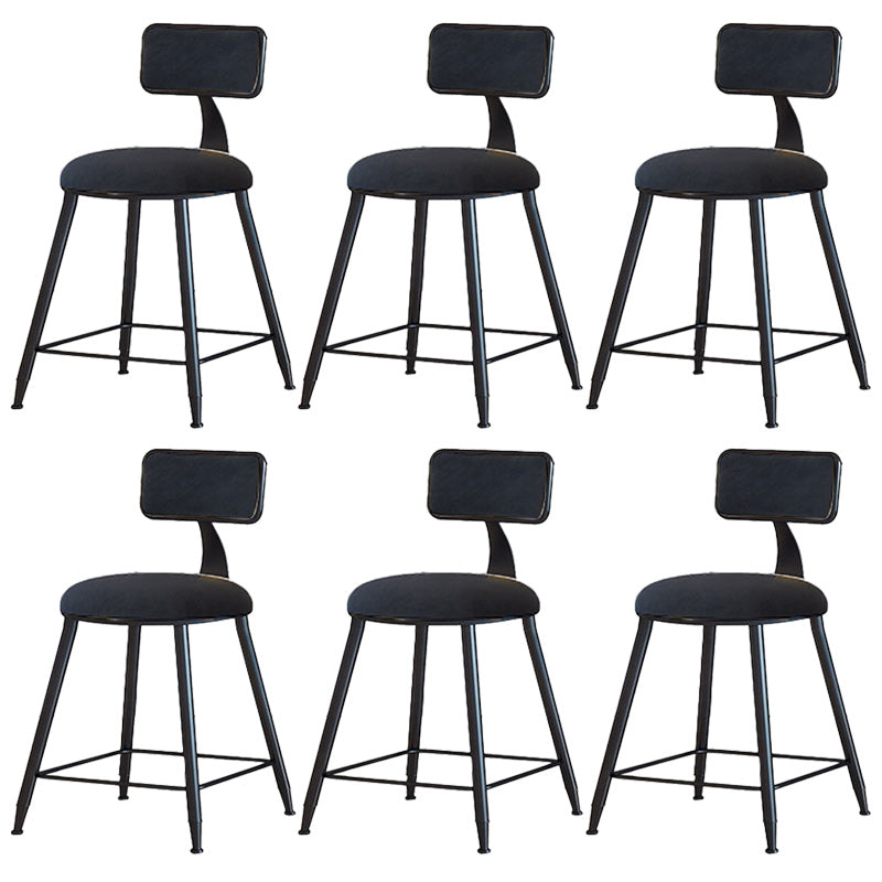 Modern Armless Backrest Counter Stool Iron Dining Room Bar Stool with Cushion Black 6 Piece Set Short Stool(18"H) Clearhalo 'Bar Furniture' 'Bar Stools' 'bar_stools' 'furn' 'furn_bar_stools' 'Furniture' 'Kitchen & Dining Furniture' 5464551