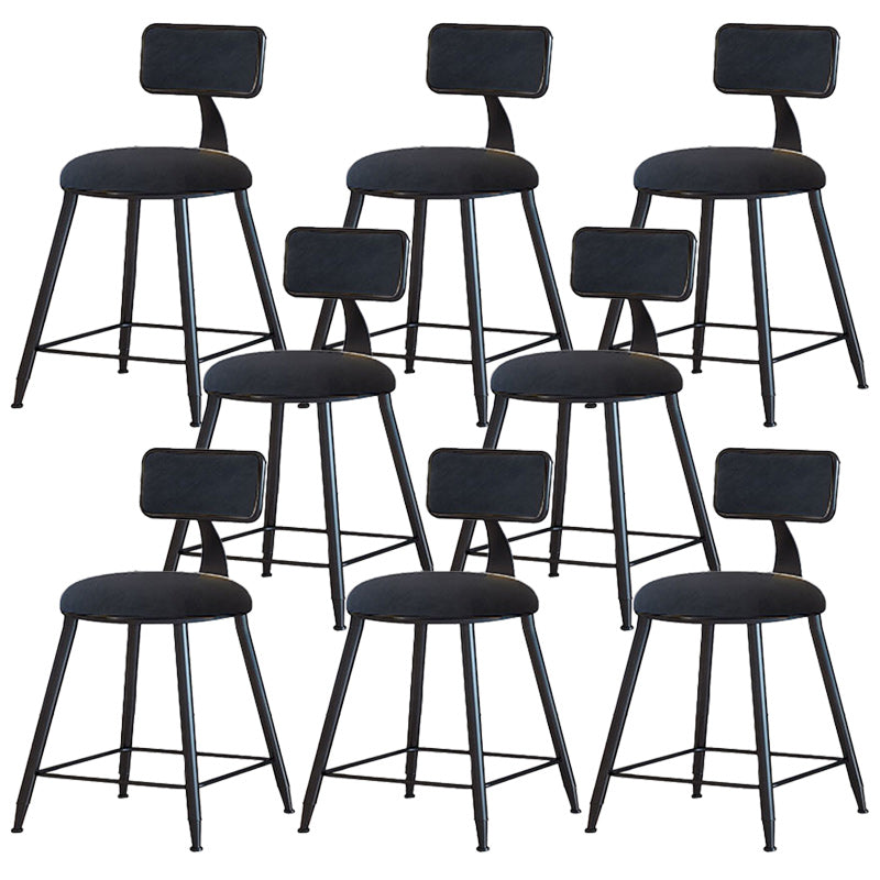 Modern Armless Backrest Counter Stool Iron Dining Room Bar Stool with Cushion Black 8 Piece Set Short Stool(18"H) Clearhalo 'Bar Furniture' 'Bar Stools' 'bar_stools' 'furn' 'furn_bar_stools' 'Furniture' 'Kitchen & Dining Furniture' 5464552