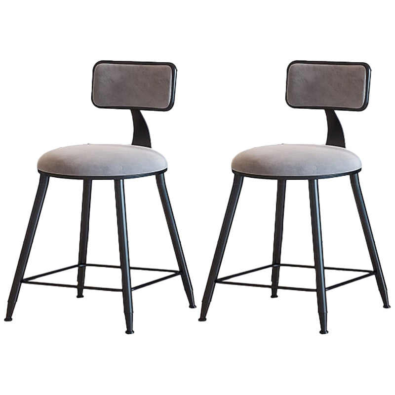 Modern Armless Backrest Counter Stool Iron Dining Room Bar Stool with Cushion Gray 2 Piece Set Short Stool(18"H) Clearhalo 'Bar Furniture' 'Bar Stools' 'bar_stools' 'furn' 'furn_bar_stools' 'Furniture' 'Kitchen & Dining Furniture' 5464553