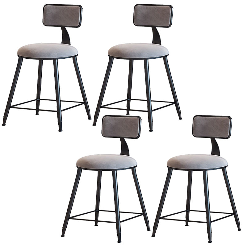 Modern Armless Backrest Counter Stool Iron Dining Room Bar Stool with Cushion Gray 4 Piece Set Short Stool(18"H) Clearhalo 'Bar Furniture' 'Bar Stools' 'bar_stools' 'furn' 'furn_bar_stools' 'Furniture' 'Kitchen & Dining Furniture' 5464554