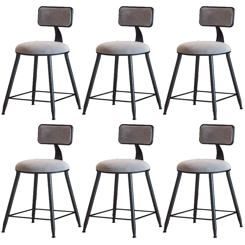 Modern Armless Backrest Counter Stool Iron Dining Room Bar Stool with Cushion Gray 6 Piece Set Short Stool(18"H) Clearhalo 'Bar Furniture' 'Bar Stools' 'bar_stools' 'furn' 'furn_bar_stools' 'Furniture' 'Kitchen & Dining Furniture' 5464555