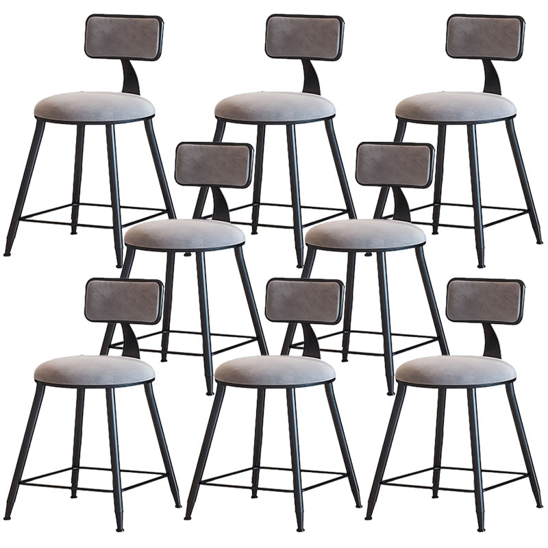 Modern Armless Backrest Counter Stool Iron Dining Room Bar Stool with Cushion Gray 8 Piece Set Short Stool(18"H) Clearhalo 'Bar Furniture' 'Bar Stools' 'bar_stools' 'furn' 'furn_bar_stools' 'Furniture' 'Kitchen & Dining Furniture' 5464556