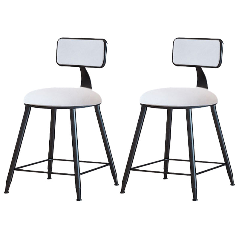 Modern Armless Backrest Counter Stool Iron Dining Room Bar Stool with Cushion White 2 Piece Set Short Stool(18"H) Clearhalo 'Bar Furniture' 'Bar Stools' 'bar_stools' 'furn' 'furn_bar_stools' 'Furniture' 'Kitchen & Dining Furniture' 5464557