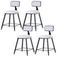 Modern Armless Backrest Counter Stool Iron Dining Room Bar Stool with Cushion White 4 Piece Set Short Stool(18"H) Clearhalo 'Bar Furniture' 'Bar Stools' 'bar_stools' 'furn' 'furn_bar_stools' 'Furniture' 'Kitchen & Dining Furniture' 5464558