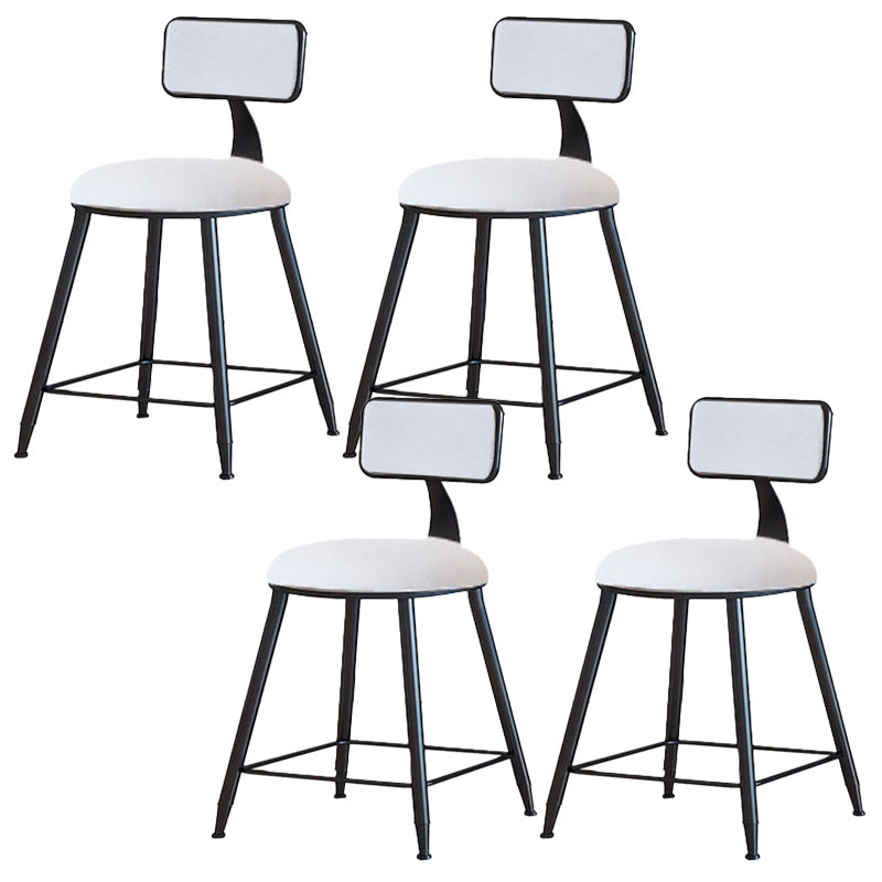 Modern Armless Backrest Counter Stool Iron Dining Room Bar Stool with Cushion White 4 Piece Set Short Stool(18"H) Clearhalo 'Bar Furniture' 'Bar Stools' 'bar_stools' 'furn' 'furn_bar_stools' 'Furniture' 'Kitchen & Dining Furniture' 5464558