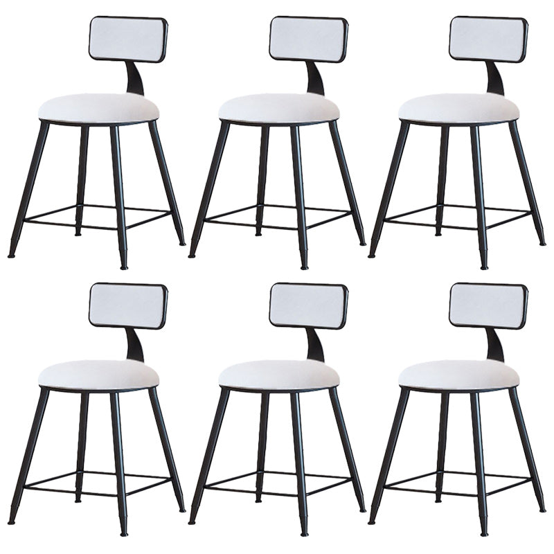 Modern Armless Backrest Counter Stool Iron Dining Room Bar Stool with Cushion White 6 Piece Set Short Stool(18"H) Clearhalo 'Bar Furniture' 'Bar Stools' 'bar_stools' 'furn' 'furn_bar_stools' 'Furniture' 'Kitchen & Dining Furniture' 5464559