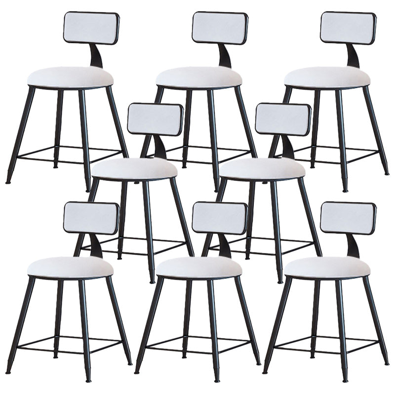 Modern Armless Backrest Counter Stool Iron Dining Room Bar Stool with Cushion White 8 Piece Set Short Stool(18"H) Clearhalo 'Bar Furniture' 'Bar Stools' 'bar_stools' 'furn' 'furn_bar_stools' 'Furniture' 'Kitchen & Dining Furniture' 5464560