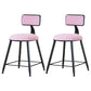 Modern Armless Backrest Counter Stool Iron Dining Room Bar Stool with Cushion Pink 2 Piece Set Short Stool(18"H) Clearhalo 'Bar Furniture' 'Bar Stools' 'bar_stools' 'furn' 'furn_bar_stools' 'Furniture' 'Kitchen & Dining Furniture' 5464561